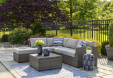 Family Deals Furniture - Ashley Furniture - Petal Road Outdoor - LoveseatSEC/OTTO/TBL Set(4/CN) / Gray - P297-070