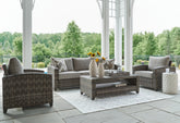 Family Deals Furniture - Ashley Furniture - Oasis Court Outdoor - Sofa/Chairs/Table Set (4/CN) / Gray - P335-081