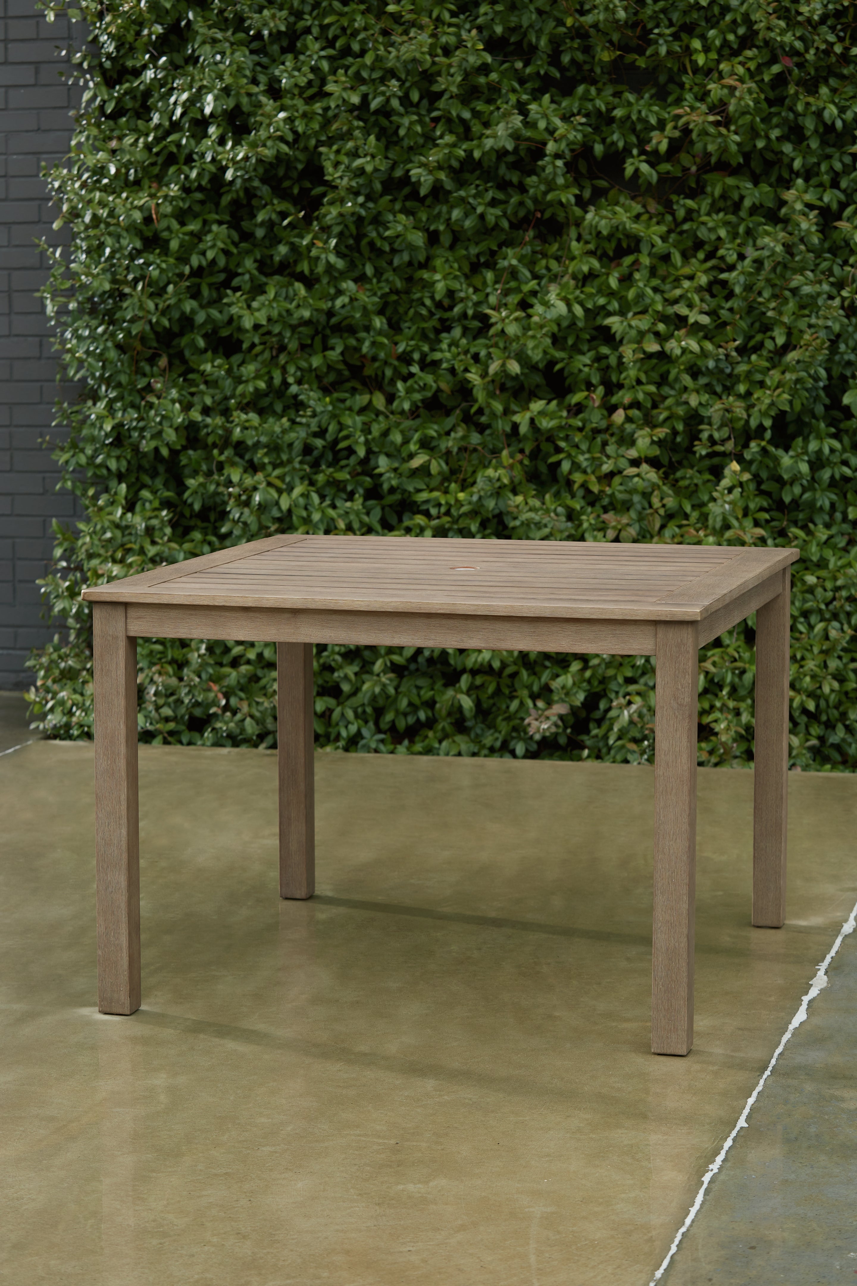 Family Deals Furniture - Ashley Furniture - Aria Plains Outdoor - Square Dining Table w/UMB OPT / Brown - P359-615
