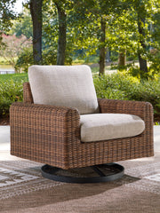 Family Deals Furniture - Ashley Furniture - Dolan Creek Outdoor - Swivel Lounge w/ Cushion / Gray/Brown - PCP610-821