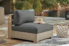 Family Deals Furniture - Ashley Furniture - Citrine Park Outdoor - Ottoman with Cushion / Brown/Charcoal - P660-814