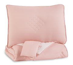 Family Deals Furniture - Ashley Furniture - Lexann Full Comforter Set - Full Comforter Set / Pink/White/Gray - Q901003F