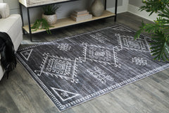 Family Deals Furniture - Ashley Furniture - Arloman Rug - 5' x 7' Washable Rug / Black/Cream/Gray - R405932