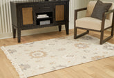 Family Deals Furniture - Ashley Furniture - Calkin Rug - 5' x 7' Rug / Linen/Gray/Caramel - R406392