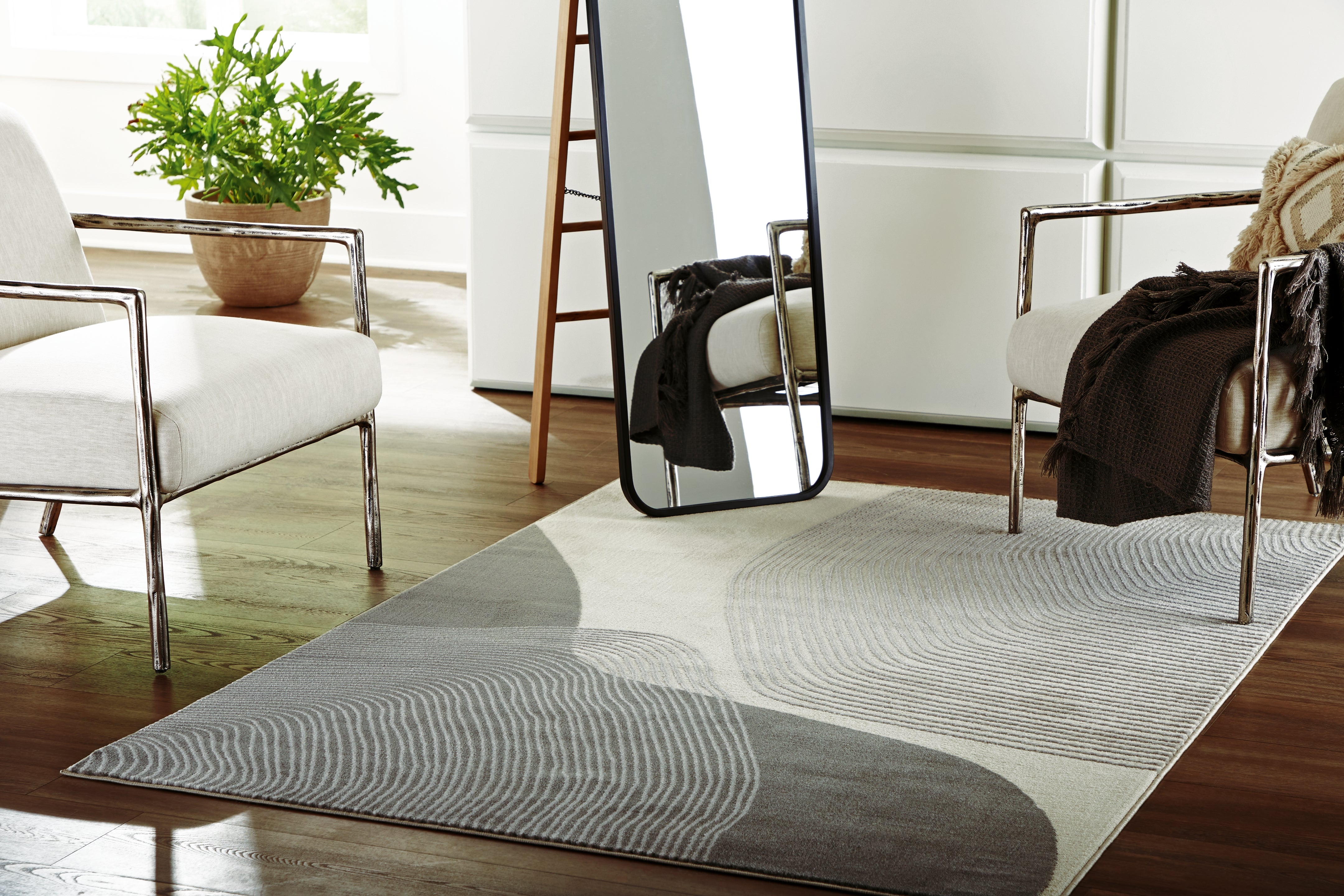 Family Deals Furniture - Ashley Furniture - Winderburg Rug - 5' x 7' Rug / Gray/Ivory - R406952