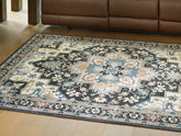 Family Deals Furniture - Ashley Furniture - Leningston Rug - 5' x 7' Washable Rug / Black/Cream/Blue - R407062