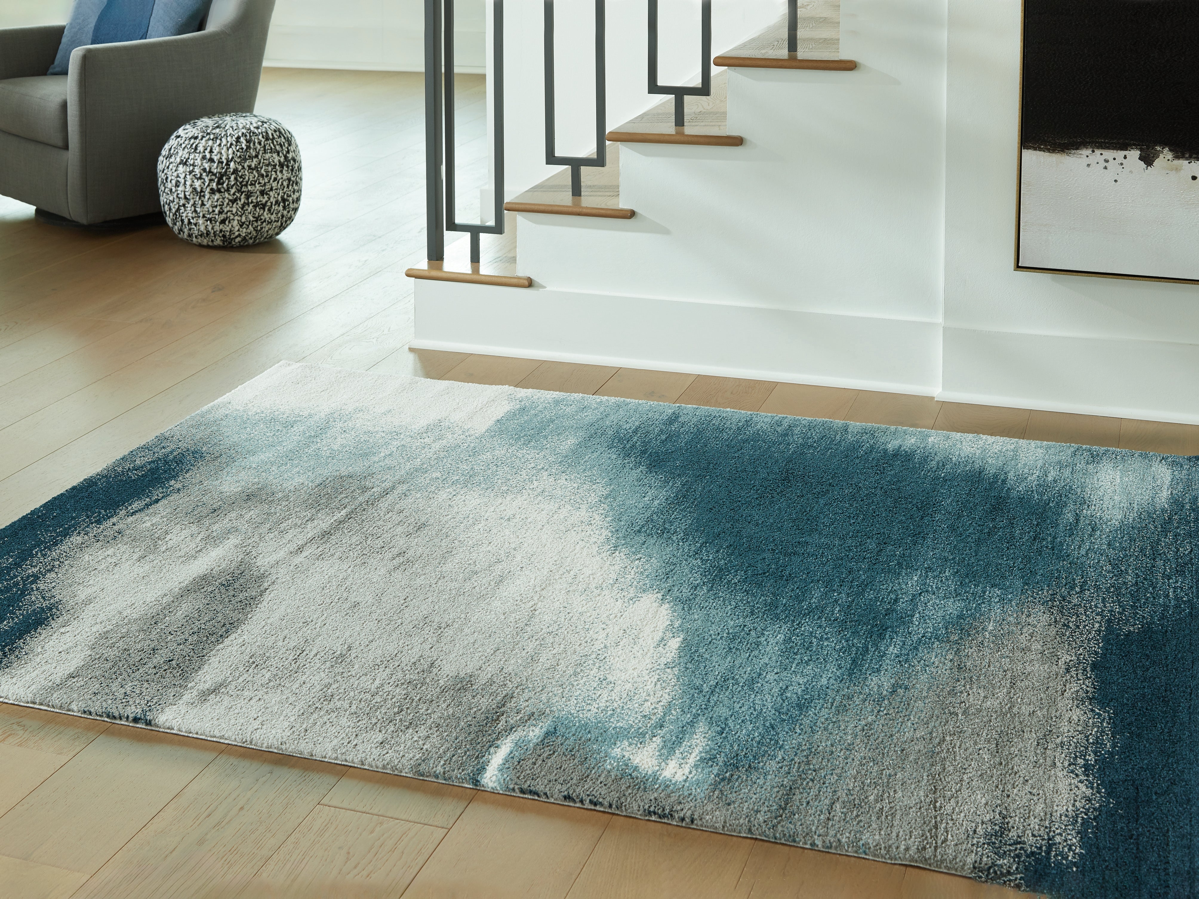 Family Deals Furniture - Ashley Furniture - Brentward Rug - 5' x 7' Rug / Blue/Gray/Ivory - R407082