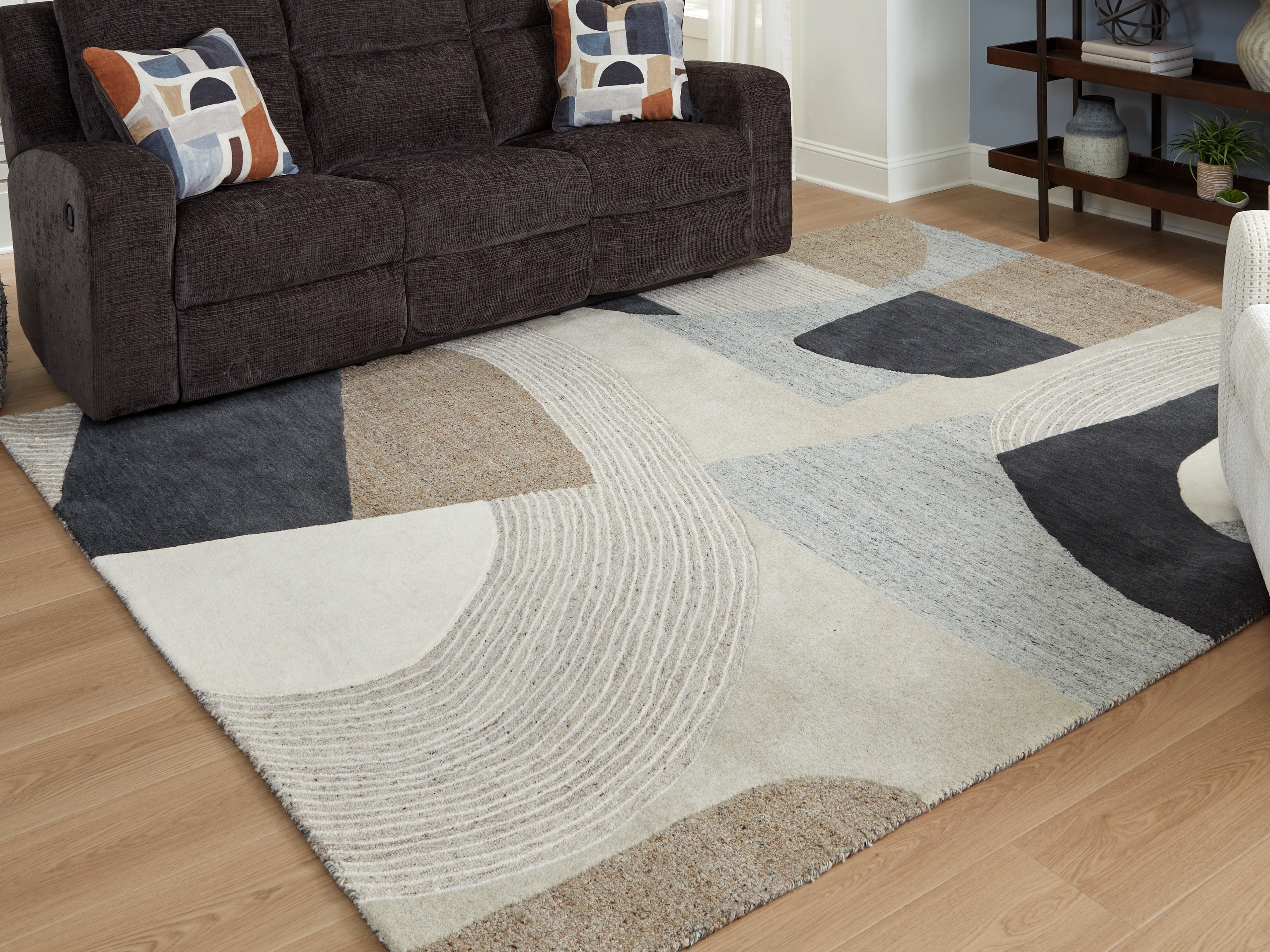 Family Deals Furniture - Ashley Furniture - Edrickhill Rug - 8' x 10' Rug / Grayish Teal/Taupe/Cream - R407121