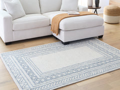 Family Deals Furniture - Ashley Furniture - Azelhurst Rug - 5' x 7' Area Rug / Blue/Ivory/Gray - R407852
