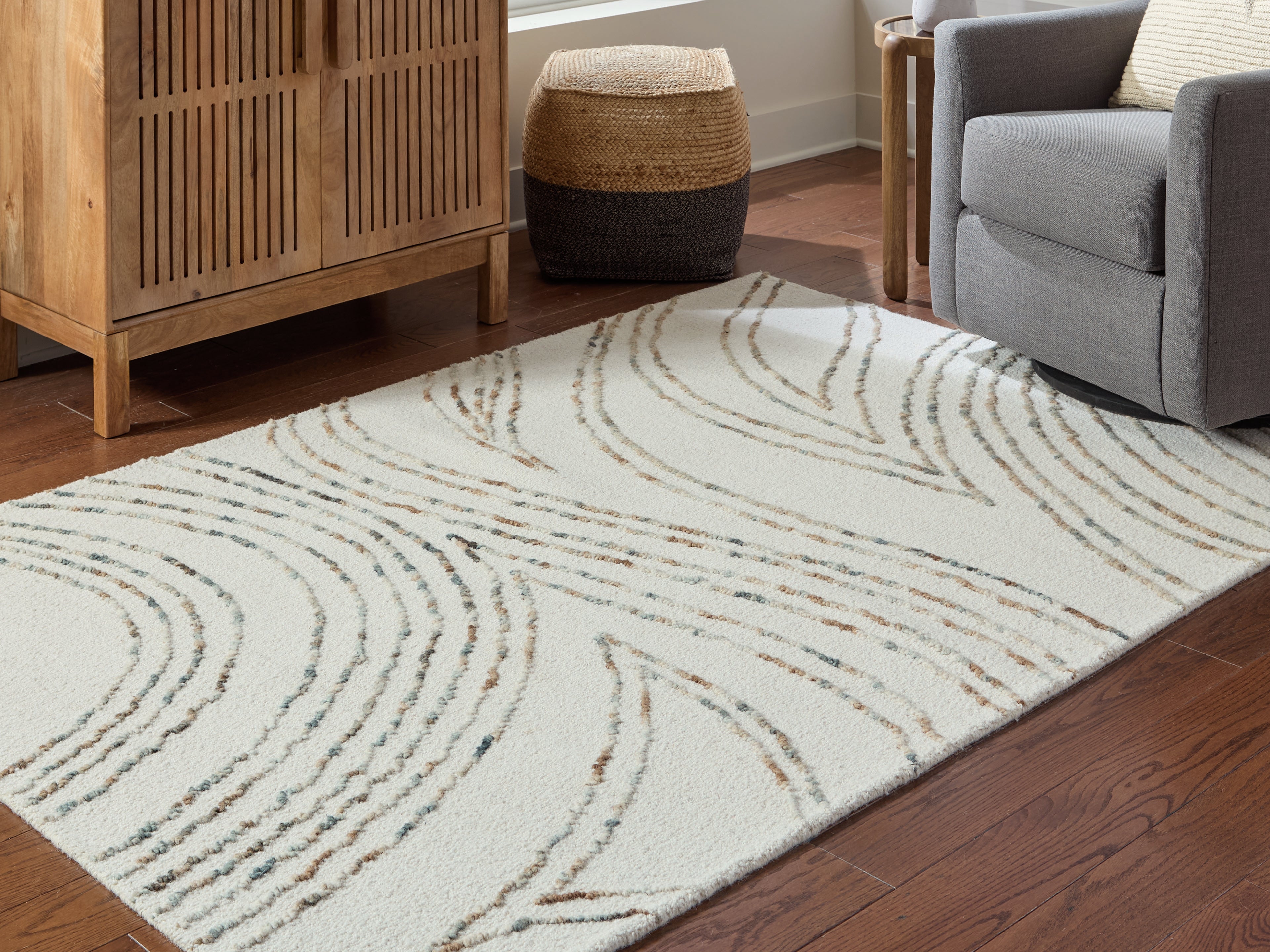 Family Deals Furniture - Ashley Furniture - Deenbury Rug - 7'8" x 10' Area Rug / Ivory/Green/Brown - R407861