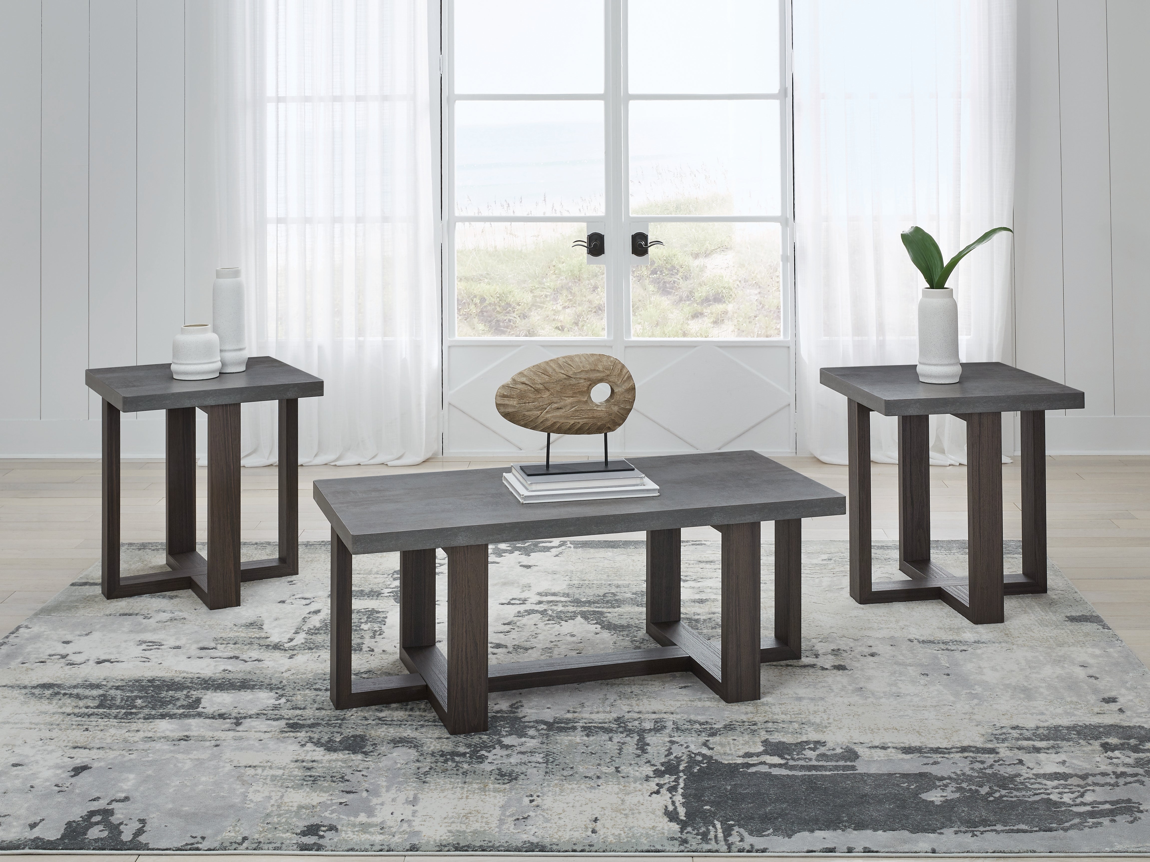 Family Deals Furniture - Ashley Furniture - Dynnford Table (Set of 3) - Occasional Table Set (3/CN) / Gray/Brown - T216-13