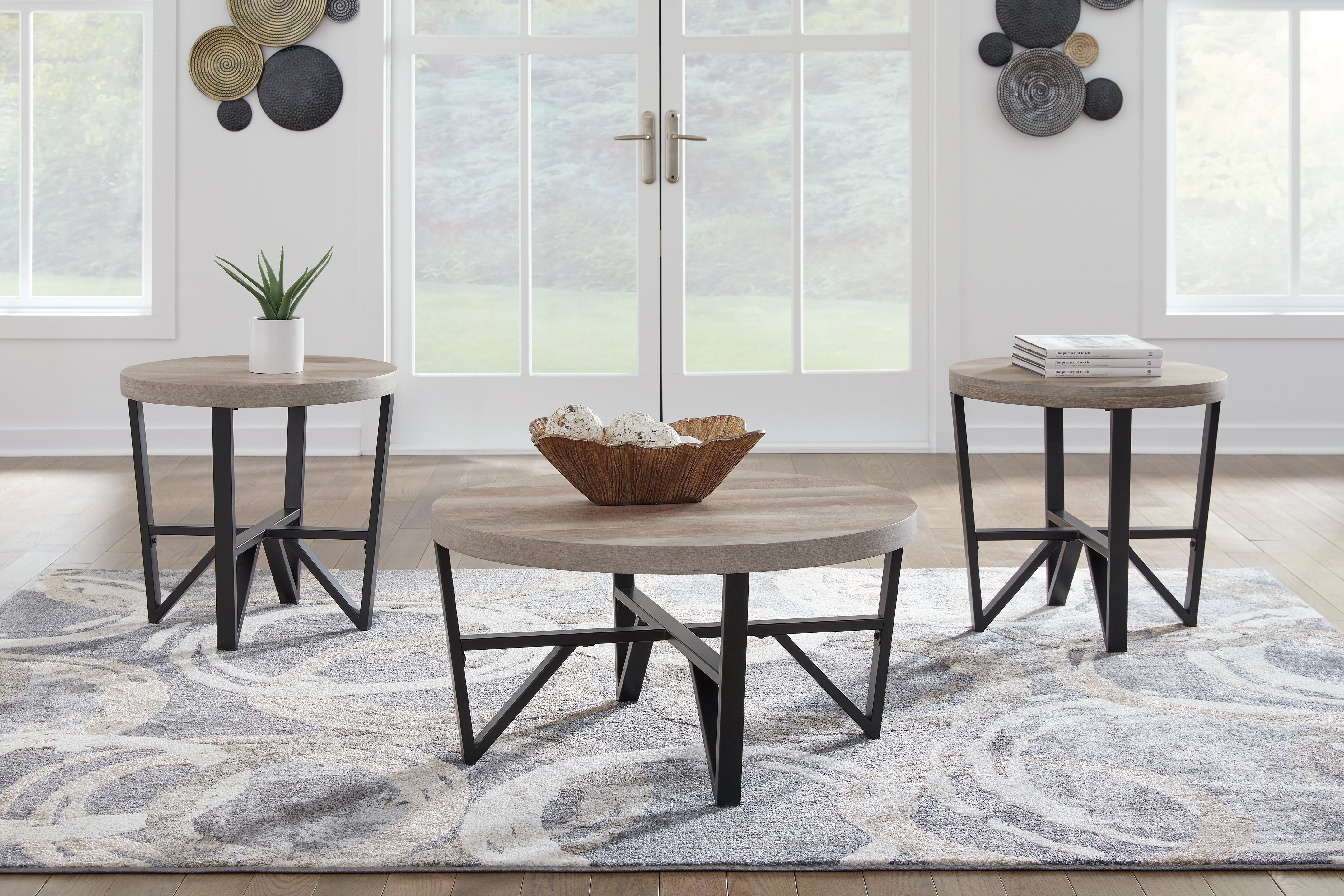 Family Deals Furniture - Ashley Furniture - Deanlee Table (Set of 3) - Occasional Table Set (3/CN) / Grayish Brown/Black - T235-13