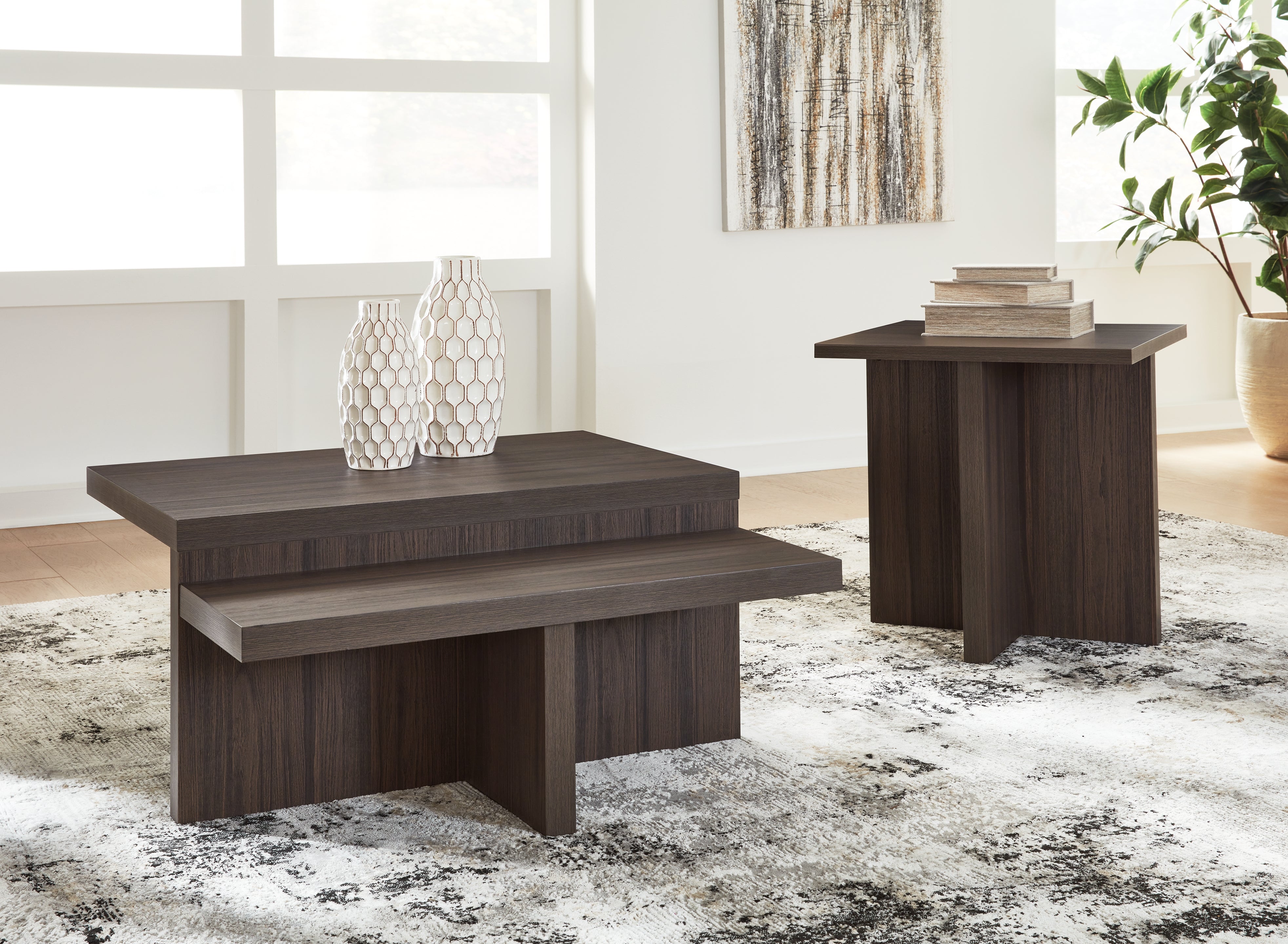 Family Deals Furniture - Ashley Furniture - Zendex Table (Set of 2) - Occasional Table Set (Set of 2) / Brown - T304-12