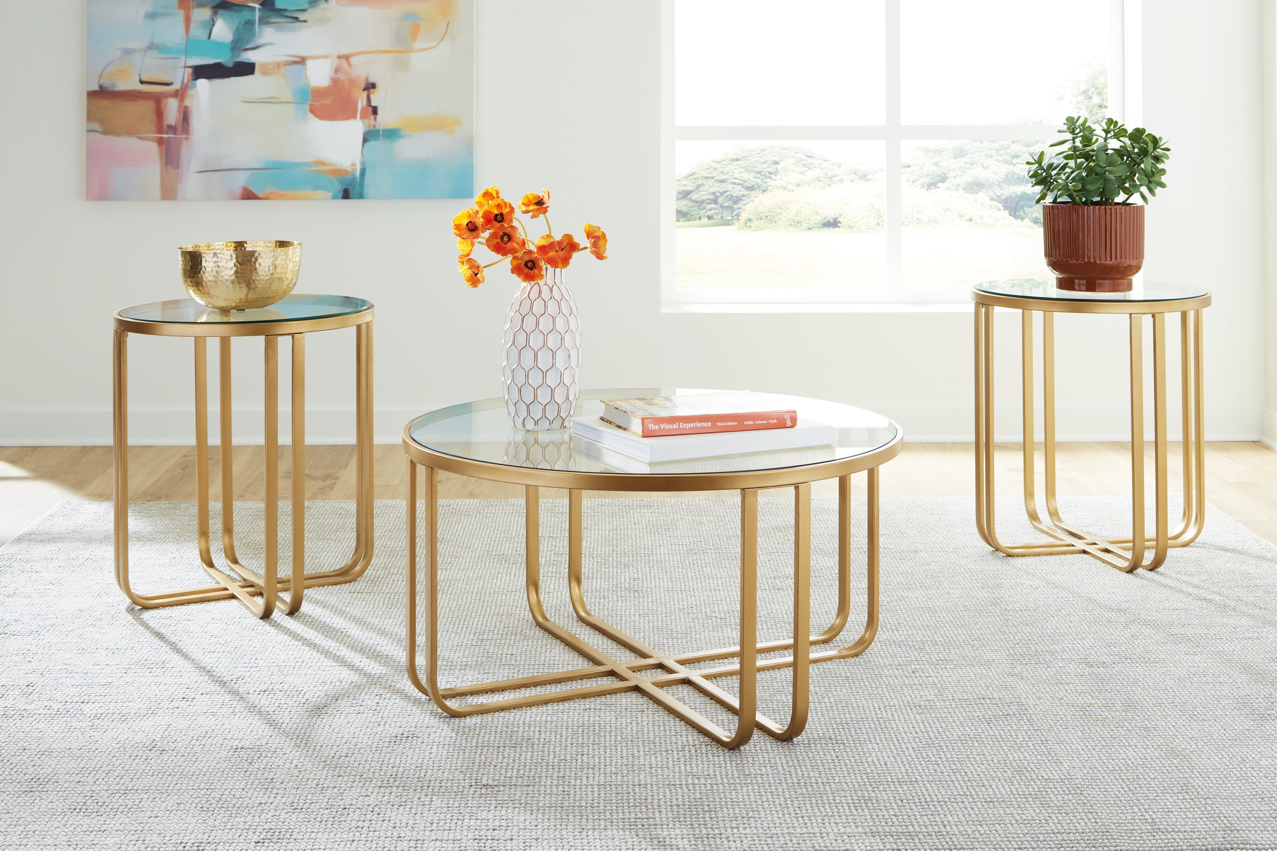 Family Deals Furniture - Ashley Furniture - Milloton Table (Set of 3) - Occasional Table Set (3/CN) / Gold - T398-13