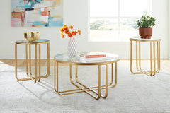 Family Deals Furniture - Ashley Furniture - Milloton Table (Set of 3) - Occasional Table Set (3/CN) / Gold - T398-13