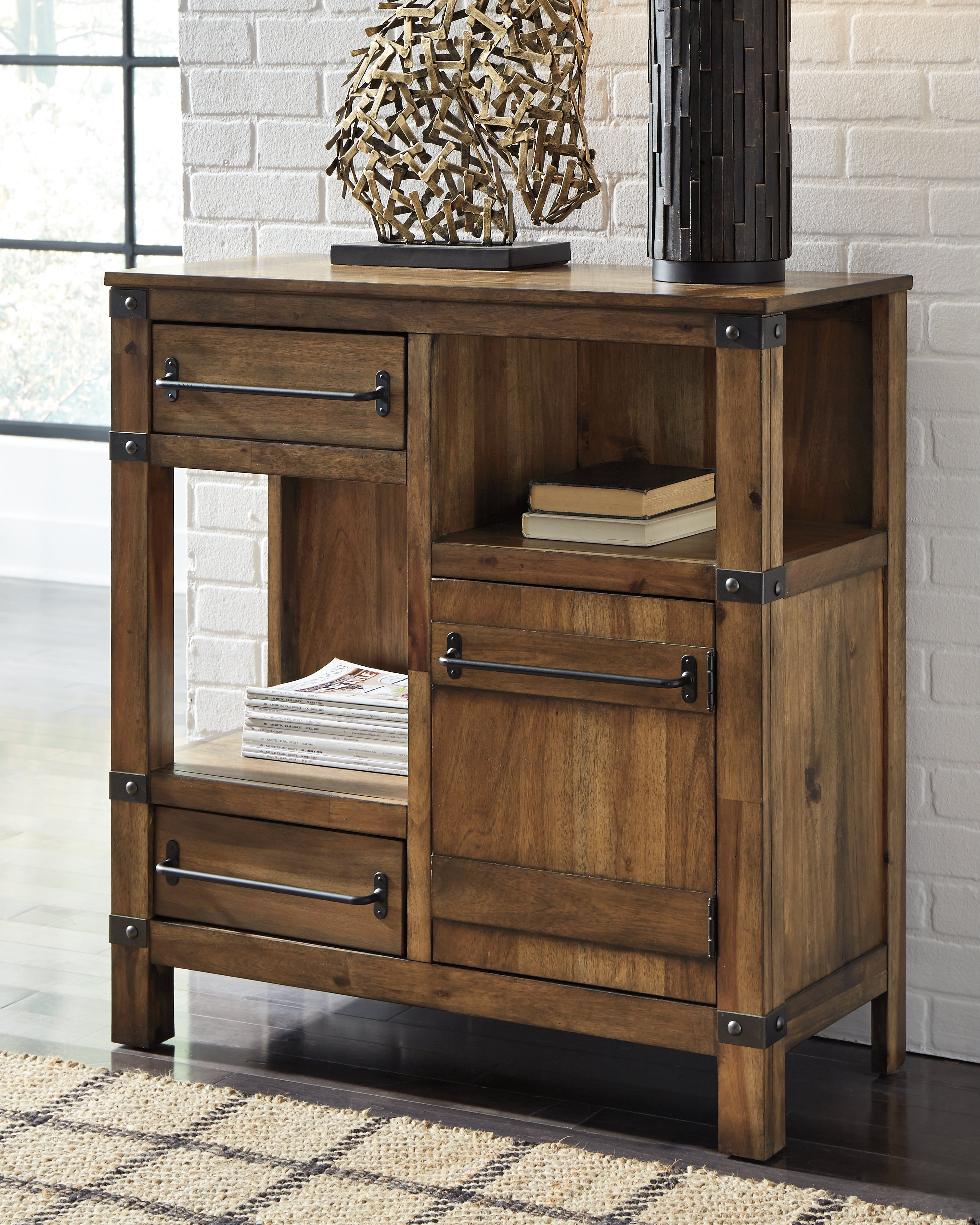 Family Deals Furniture - Ashley Furniture - Roybeck Accent Cabinet - Accent Cabinet / Light Brown/Bronze - T411-40