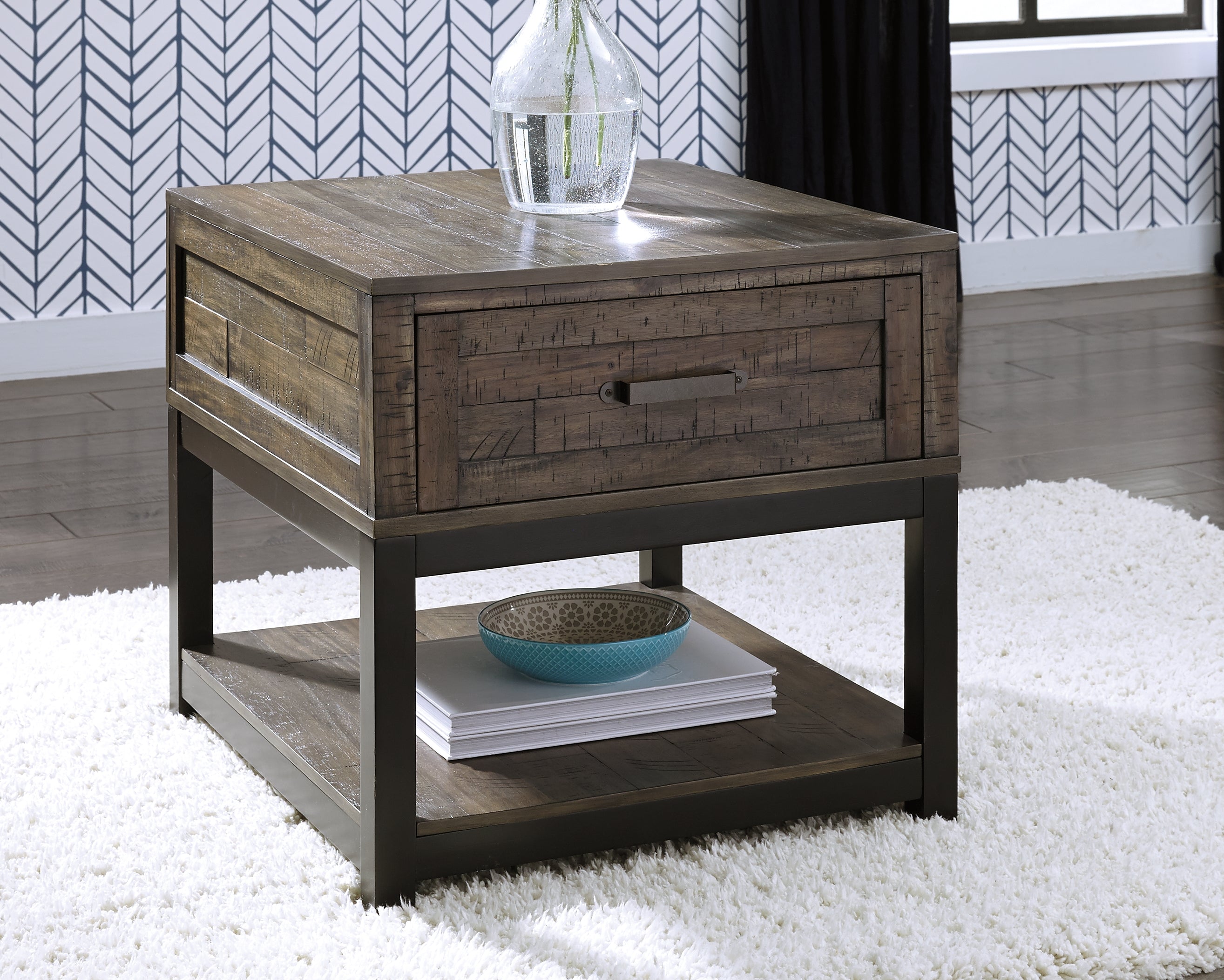 Family Deals Furniture - Ashley Furniture - Johurst End Table - Rectangular End Table / Grayish Brown - T444-3