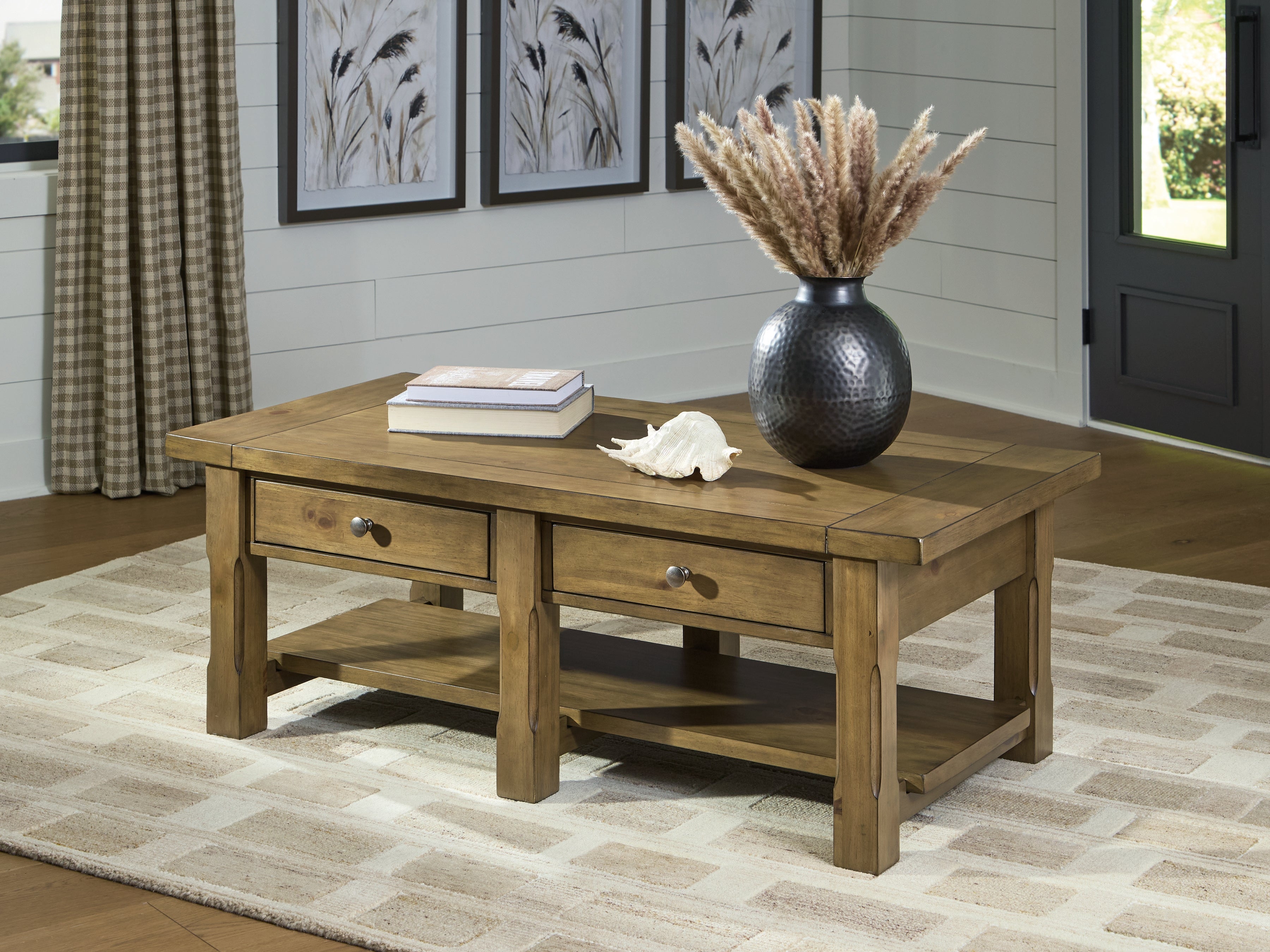 Family Deals Furniture - Ashley Furniture - Vandenmore Coffee Table - Rectangular Cocktail Table / Medium Brown - T539-1