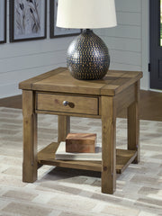 Family Deals Furniture - Ashley Furniture - Vandenmore End Table - Rectangular End Table / Medium Brown - T539-3