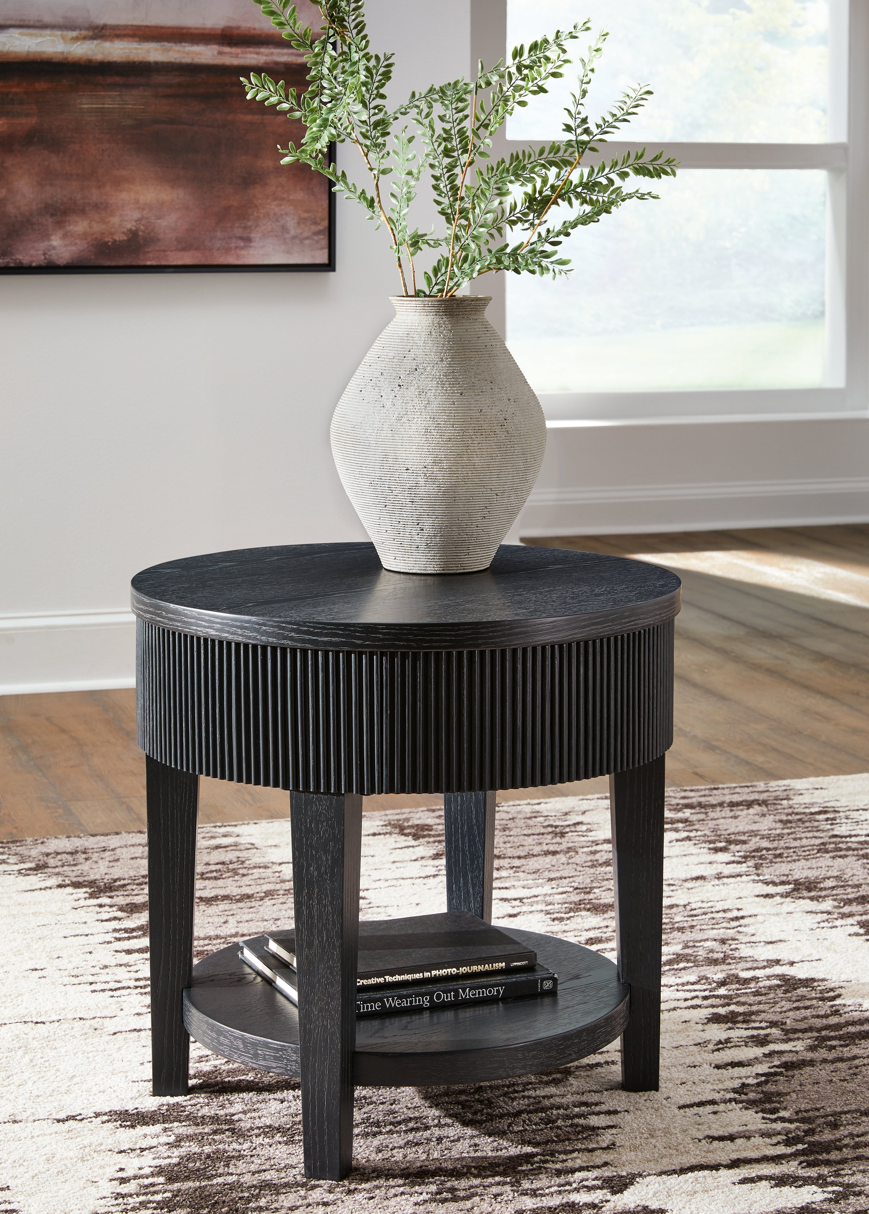 Family Deals Furniture - Ashley Furniture - Marstream End Table - Round End Table / Black - T551-6