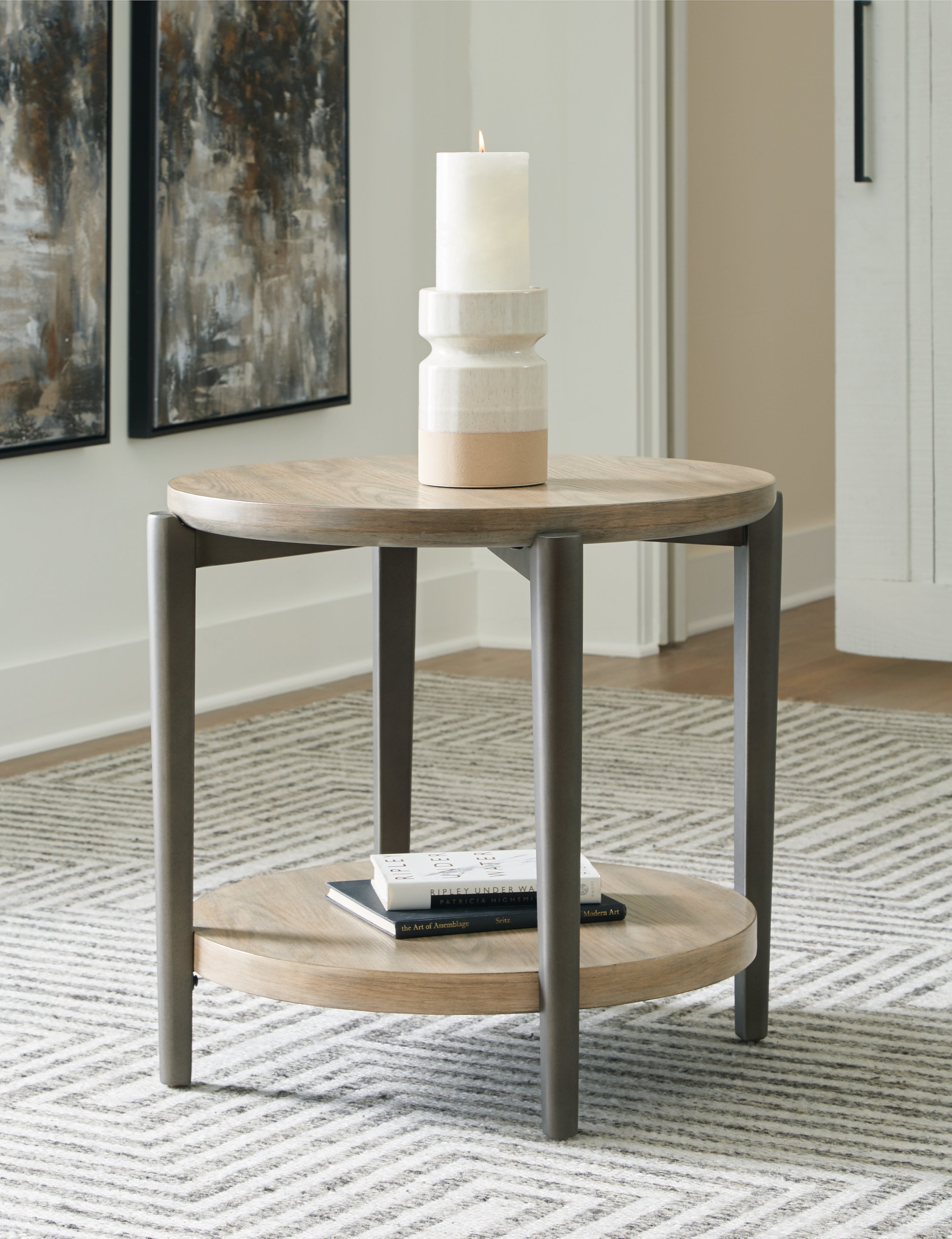 Family Deals Furniture - Ashley Furniture - Dyonton End Table - Round End Table / Light Grayish Brown - T574-6