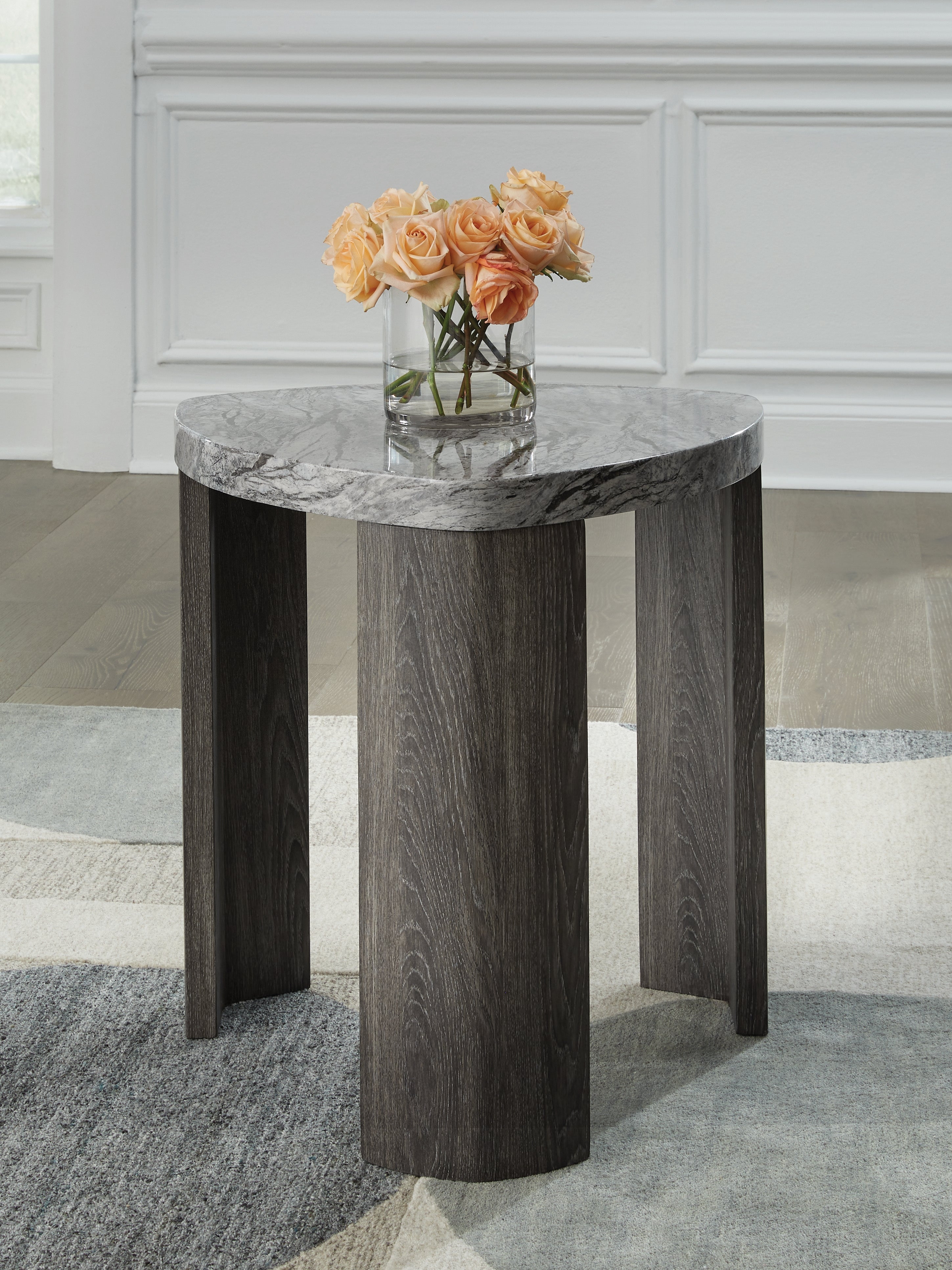 Family Deals Furniture - Ashley Furniture - Surmour End Table - Triangle End Table / Gray/Brown - T600-6