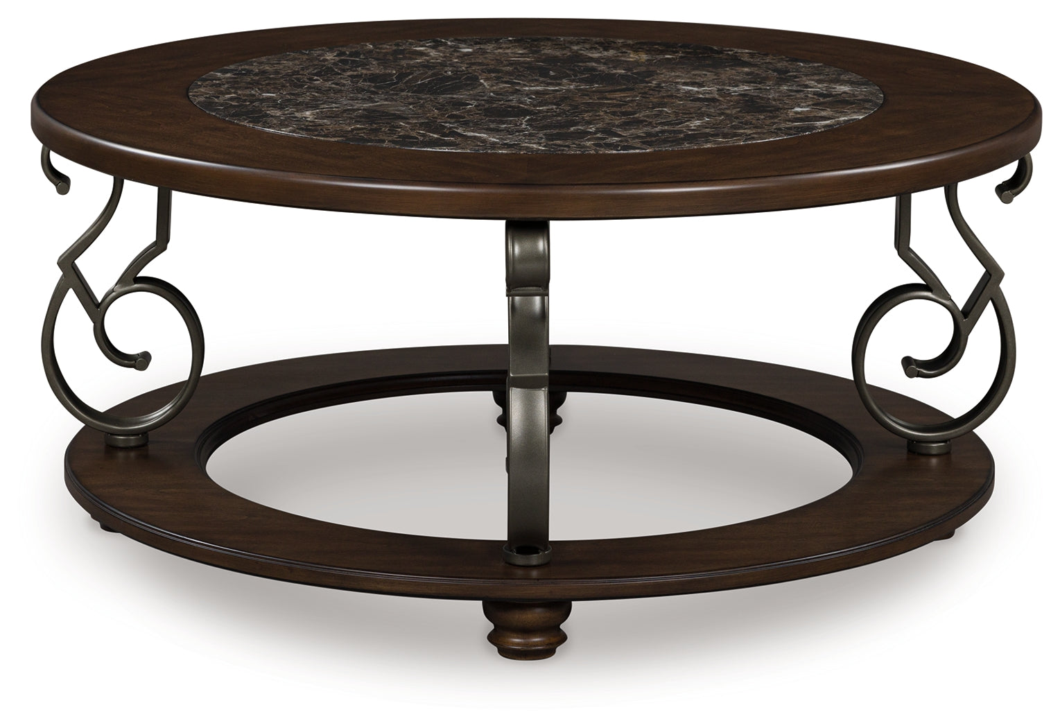 Family Deals Furniture - Ashley Furniture - Frallyn Coffee Table - Round Cocktail Table / Dark Brown - T623-8