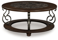 Family Deals Furniture - Ashley Furniture - Frallyn Coffee Table - Round Cocktail Table / Dark Brown - T623-8