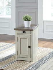 Family Deals Furniture - Ashley Furniture - Bolanburg Chairside End Table with USB Ports & Outlets - Chair Side End Table / Two-tone - T637-7