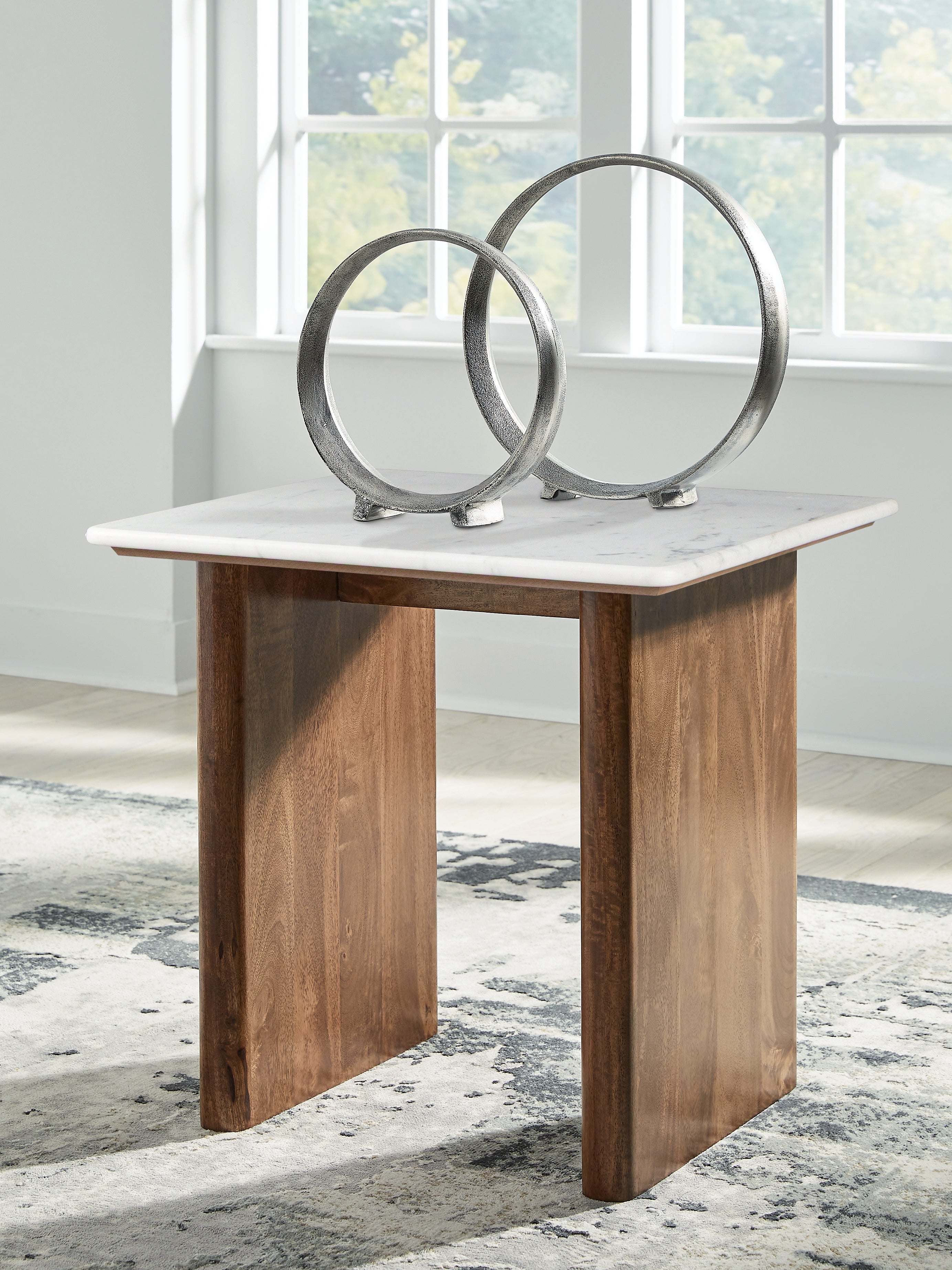 Family Deals Furniture - Ashley Furniture - Isanti End Table - Square End Table / Light Brown/White - T662-3