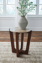 Family Deals Furniture - Ashley Furniture - Tanidore End Table - Round End Table / Warm Brown - T667-6