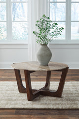 Family Deals Furniture - Ashley Furniture - Tanidore Coffee Table - Round Cocktail Table / Warm Brown - T667-8