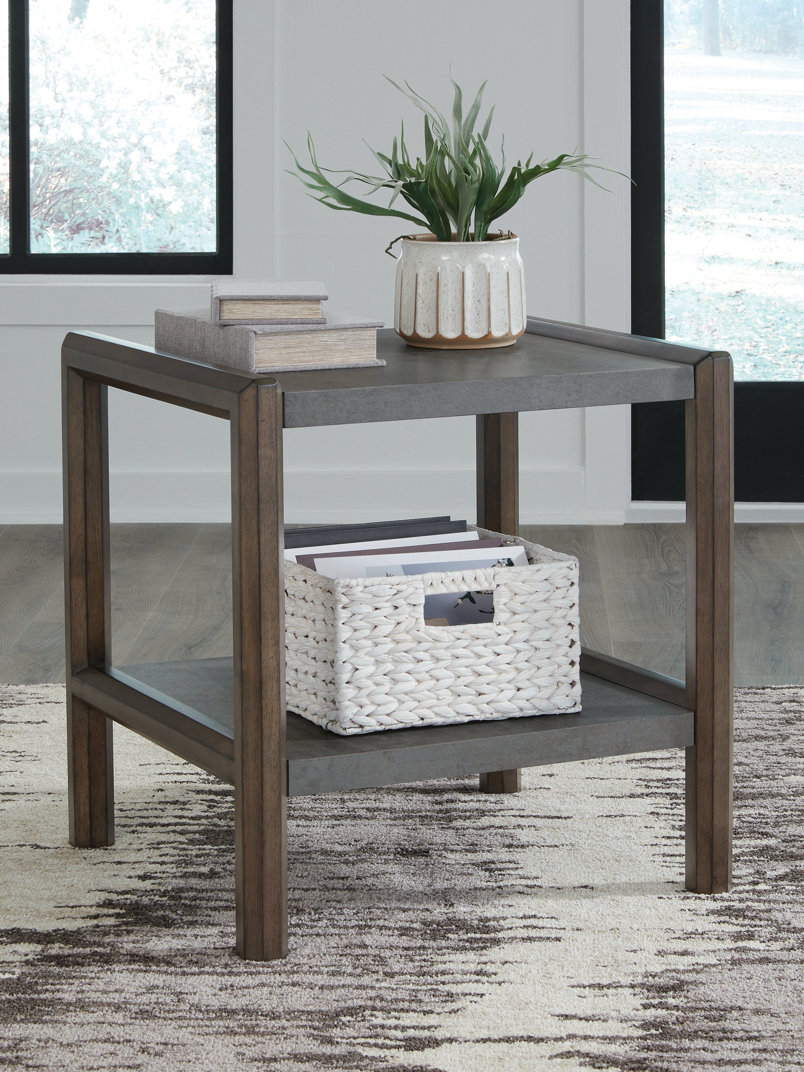 Family Deals Furniture - Ashley Furniture - Kallenny End Table - Rectangular End Table / Brown/Gray - T669-3