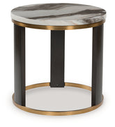 Family Deals Furniture - Ashley Furniture - Jazmore End Table - Round End Table / Brown/Brass Finish - T671-6
