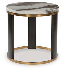 Family Deals Furniture - Ashley Furniture - Jazmore End Table - Round End Table / Brown/Brass Finish - T671-6