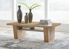Family Deals Furniture - Ashley Furniture - Kristiland Coffee Table - Rectangular Cocktail Table / Light Brown - T674-1