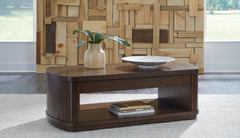 Family Deals Furniture - Ashley Furniture - Korestone Lift-Top Coffee Table - Lift Top Cocktail Table / Dark Brown - T679-9