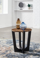Family Deals Furniture - Ashley Furniture - Hanneforth End Table - Round End Table / Brown/Black - T726-6