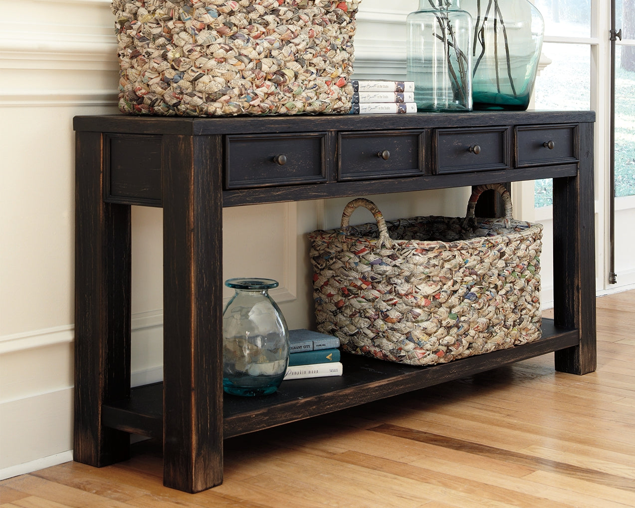 Family Deals Furniture - Ashley Furniture - Gavelston Sofa/Console Table - Sofa Table / Black - T732-4