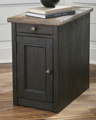 Family Deals Furniture - Ashley Furniture - Tyler Creek Chairside End Table with USB Ports & Outlets - Chair Side End Table / Grayish Brown/Black - T736-7