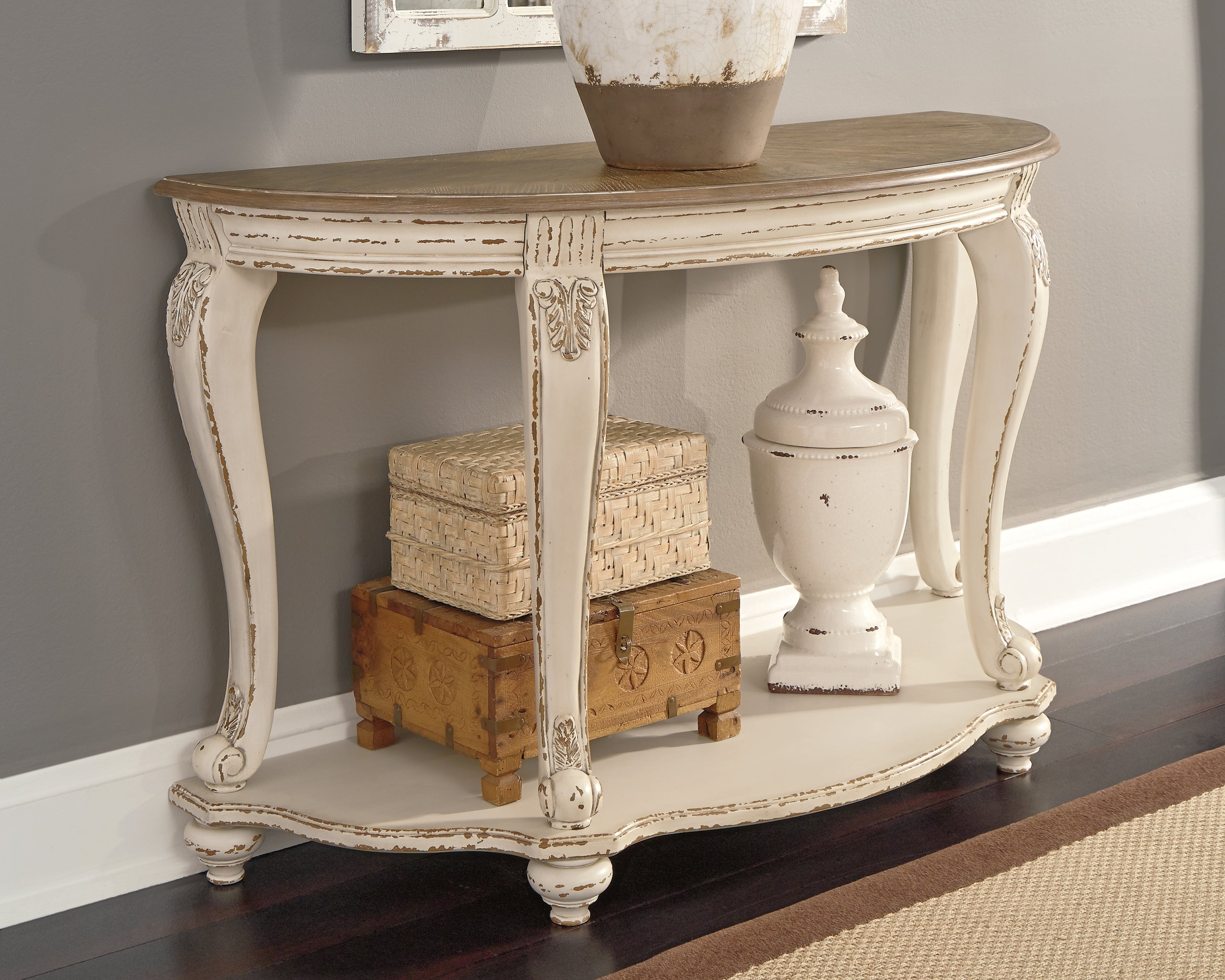 Family Deals Furniture - Ashley Furniture - Realyn Sofa Table - Sofa Table / White/Brown - T743-4