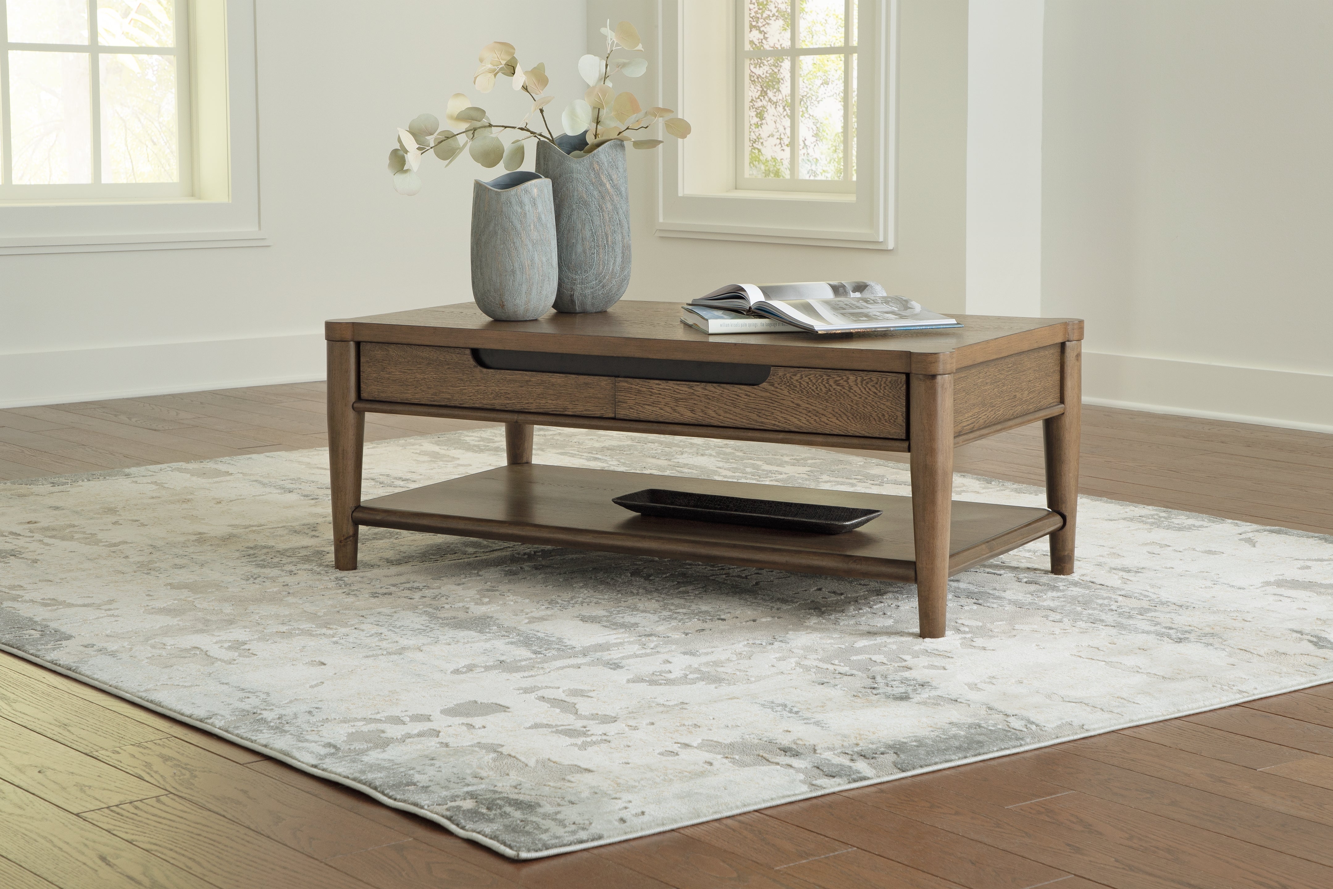 Family Deals Furniture - Ashley Furniture - Roanhowe Coffee Table - Rectangular Cocktail Table / Brown - T769-1