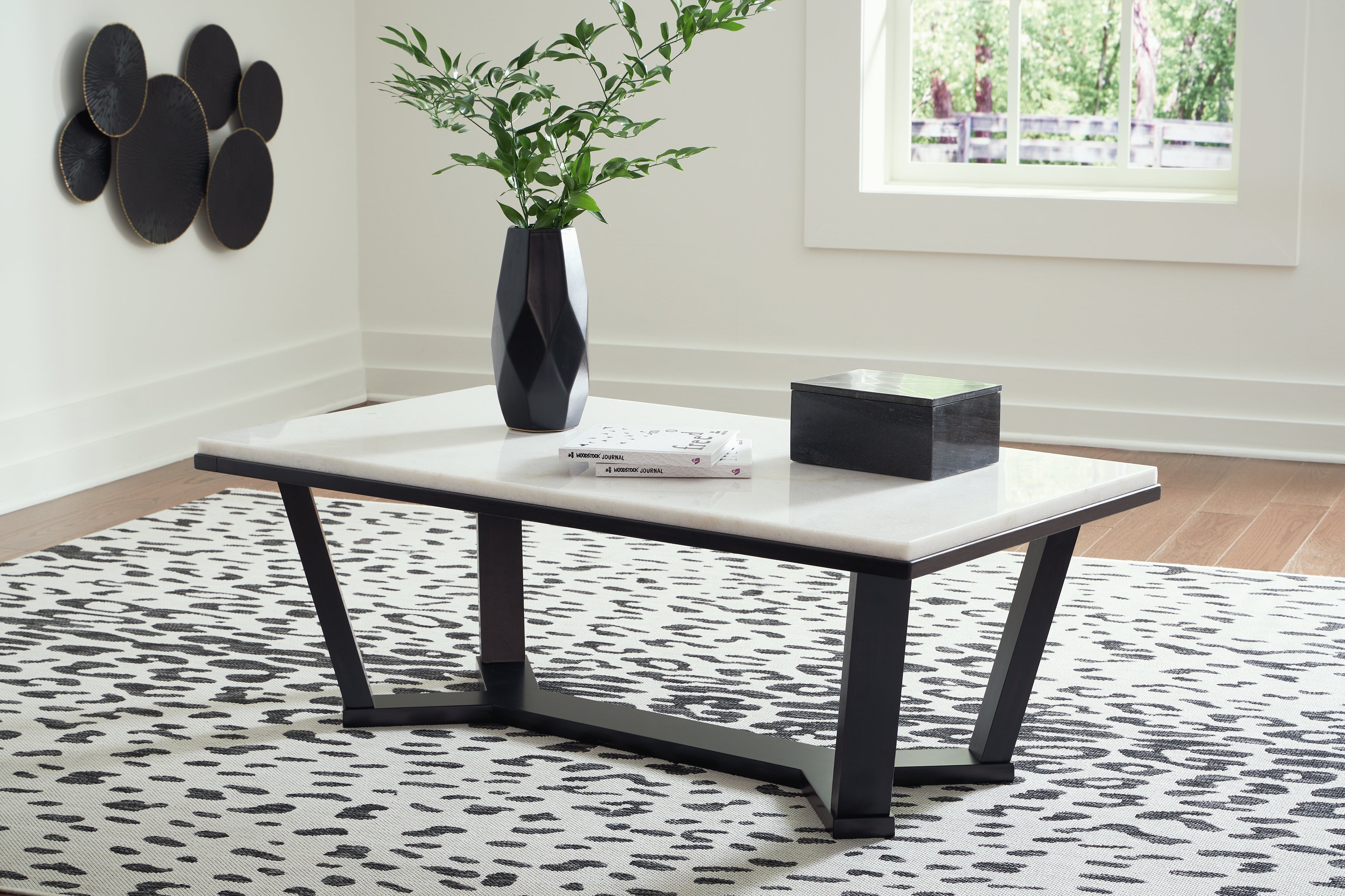 Family Deals Furniture - Ashley Furniture - Fostead Coffee Table - Rectangular Cocktail Table / White/Espresso - T770-1