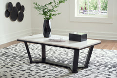 Family Deals Furniture - Ashley Furniture - Fostead Coffee Table - Rectangular Cocktail Table / White/Espresso - T770-1