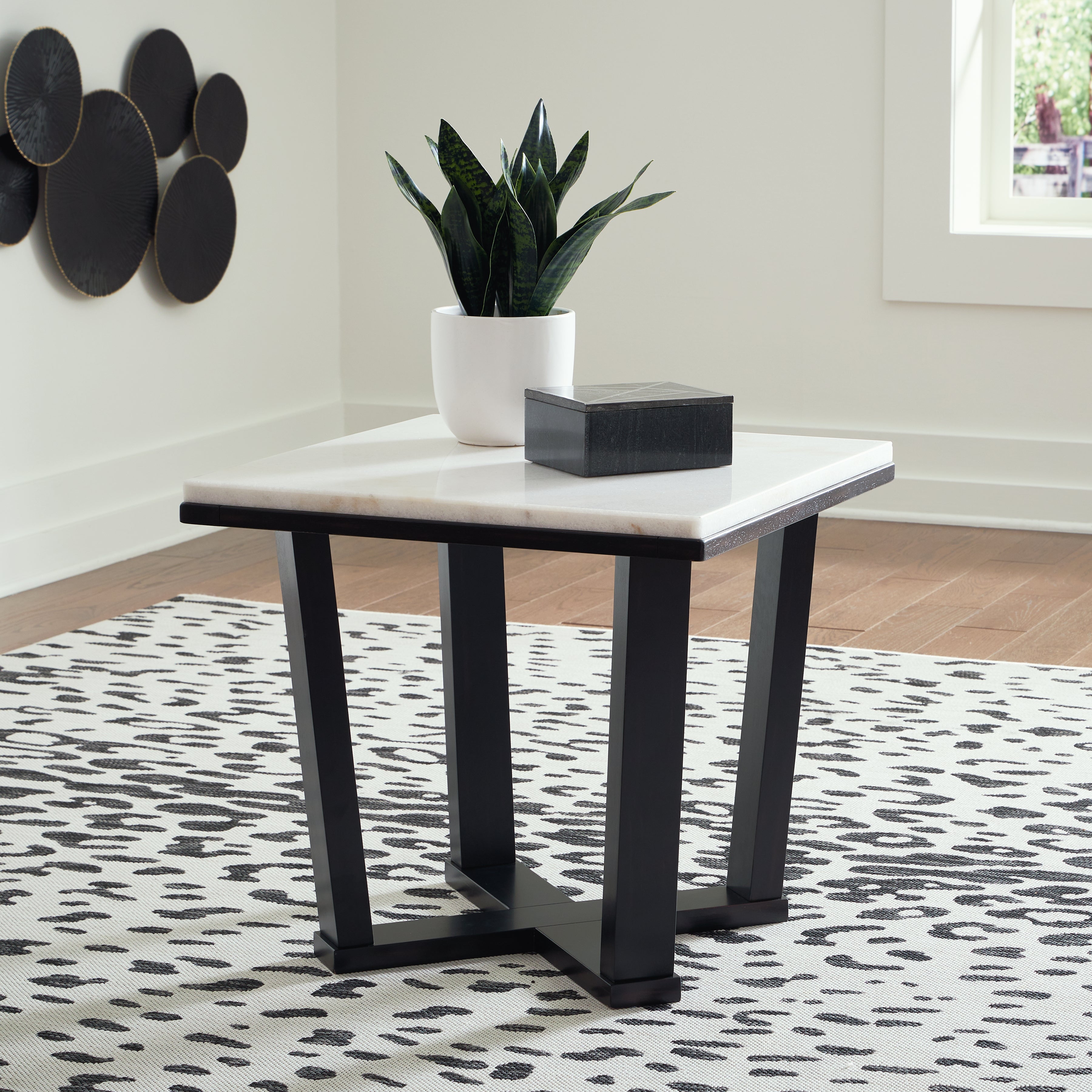 Family Deals Furniture - Ashley Furniture - Fostead End Table - Square End Table / White/Espresso - T770-2