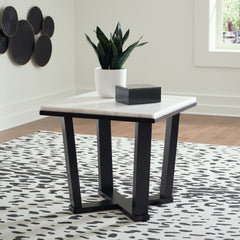 Family Deals Furniture - Ashley Furniture - Fostead End Table - Square End Table / White/Espresso - T770-2