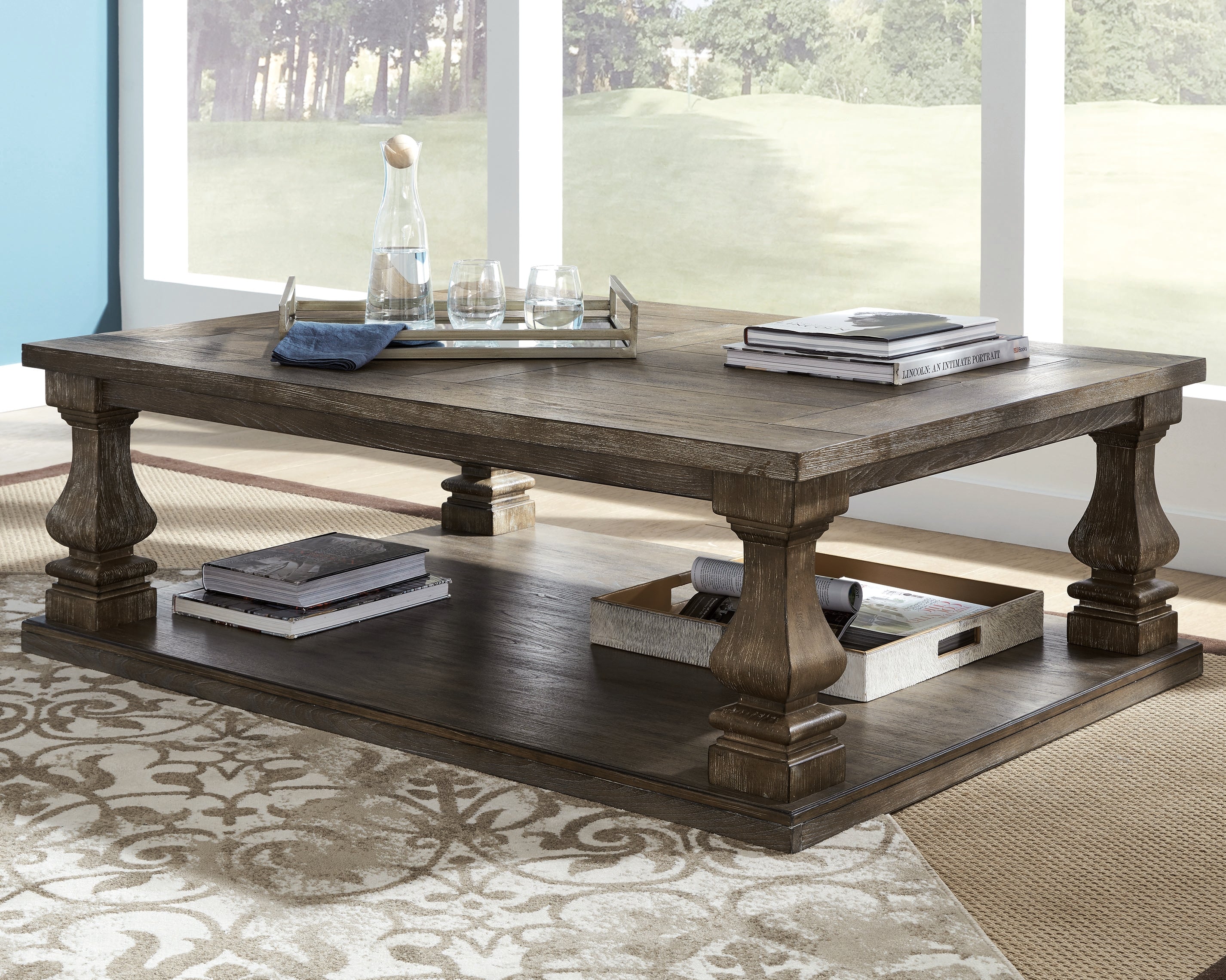 Family Deals Furniture - Ashley Furniture - Johnelle Coffee Table - Rectangular Cocktail Table / Gray - T776-1