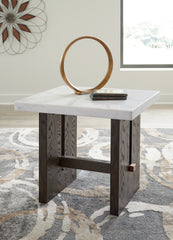 Family Deals Furniture - Ashley Furniture - Burkhaus End Table - Rectangular End Table / White/Dark Brown - T779-3