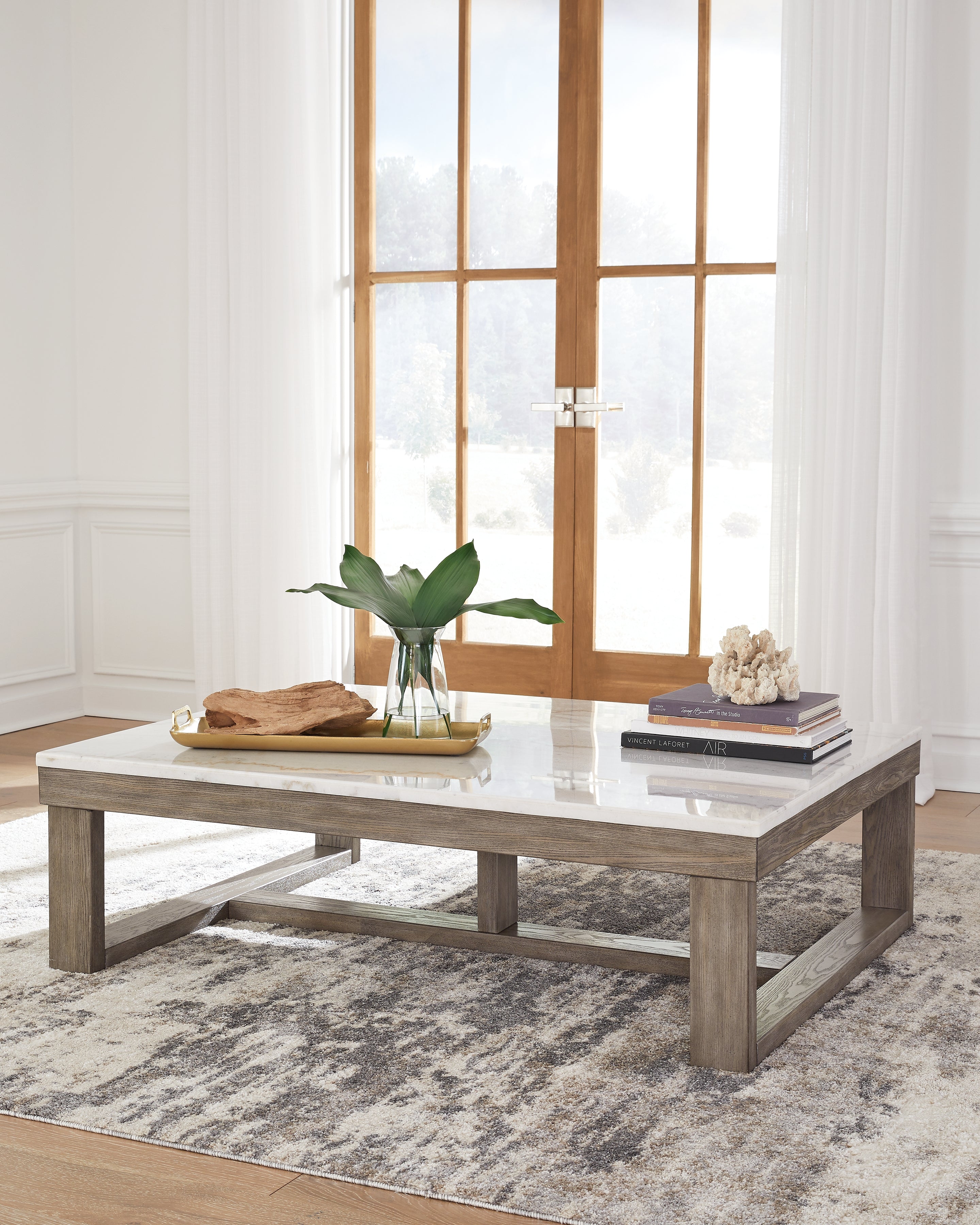 Family Deals Furniture - Ashley Furniture - Loyaska Coffee Table - Rectangular Cocktail Table / Brown/Ivory - T789-1