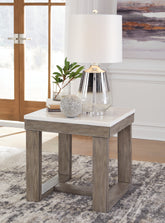 Family Deals Furniture - Ashley Furniture - Loyaska End Table - Rectangular End Table / Grayish Brown/White - T854-3